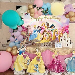 Princess Themed Backdrop Colorful Princess for Girl Photography Background Baby Shower Princess Birthday Background (7X5FT)