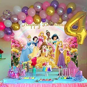 Princess Themed Backdrop Colorful Princess for Girl Photography Background Baby Shower Princess Birthday Background (7X5FT)