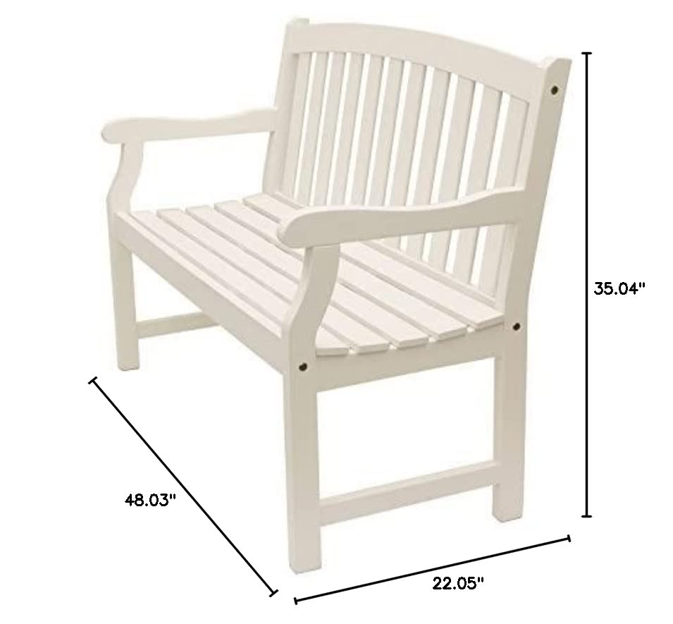 Decor Therapy Marley 2-Seat Outdoor Bench, White