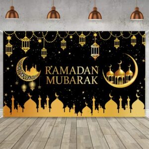loonelo large ramadan mubarak banner,ramadan mubarak backdrop with 70.8”x43.3”,muslim ramadan eid mubarak hanging sign,islamic ramadan mubarak decorations for eid al-adha,hajj festival party