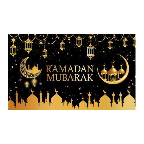 LOONELO Large Ramadan Mubarak Banner,Ramadan Mubarak Backdrop with 70.8''X43.3'',Muslim Ramadan EID Mubarak Hanging Sign,Islamic Ramadan Mubarak Decorations for Eid Al-Adha,Hajj Festival Party