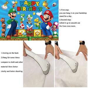 chaungda 7x5ft Super Mario Gold Coin Video Game Happy Birthday Theme Photography Backdrops Children Boys Birthday Party Photo Backgrounds