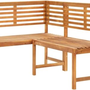 vidaXL Solid Acacia Wood Patio Corner Bench Garden Outdoor Terrace Yard Balcony Furniture Wooden Modern Lounge Bench Seating Seat 55.1"