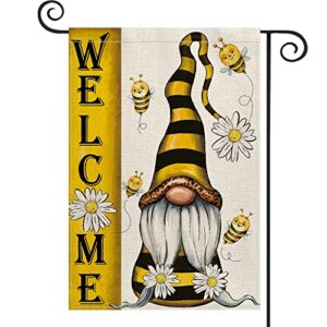 avoin colorlife summer welcome bee gnome garden flag double sided 12×18 inch, holiday party yard outdoor decoration