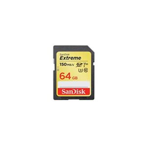 sandisk 64gb extreme sdxc uhs-i u3 memory card, up to 150mb/s read speed