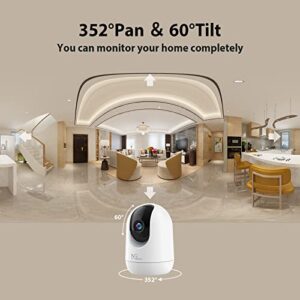 NGTeco 2K Security Camera Indoor, 3MP Pan Tilt WiFi Camera for Home Security/Baby Monitor/Pet, Dog Cam with Motion Detection, Night Vision, Privacy Shield Compatible with Alexa/Google