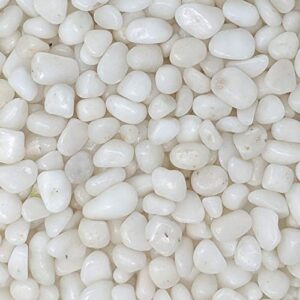 midwest hearth natural decorative polished white pebbles 3/8″ gravel size (10-lb bag)