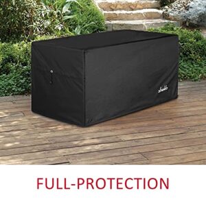 Shieldo Deck Box Cover- Heavy Duty 600D Polyester Oxford Deck Box Cover to Protect Large Deck Box,100% Waterproof Deck Box Cover 63" L x 30" W x 28" H