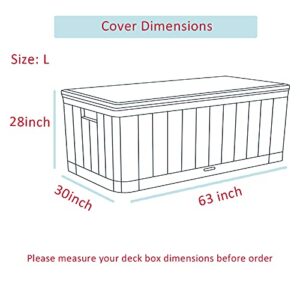 Shieldo Deck Box Cover- Heavy Duty 600D Polyester Oxford Deck Box Cover to Protect Large Deck Box,100% Waterproof Deck Box Cover 63" L x 30" W x 28" H