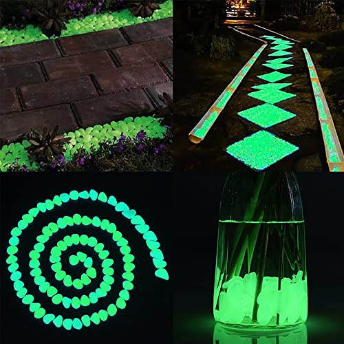 Muzero Glow in The Dark Pebbles, 100pcs Green Glowing Rocks Luminous Stone for Fish Tank, Garden Yard, Path Patio Aquariums Rocks Decor Light Up Rocks