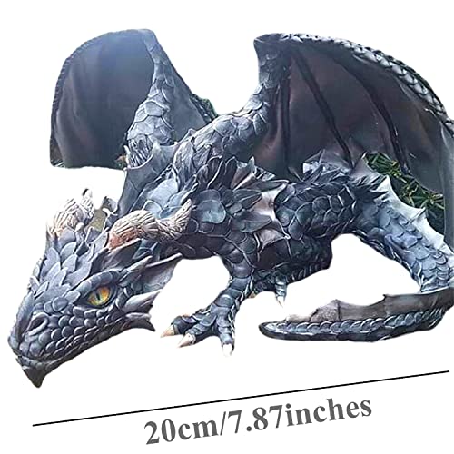 SANLINGBA 2022 New Squatting Dragon Sculpture-Dragon Guardian, Gothic Dragon Statues, Garden Gargoyle Figurine, Resin Lifelike Dragon Yard s, Long-Lasting Colorfast Ornaments Patio, Black, 20×15×10cm