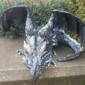 SANLINGBA 2022 New Squatting Dragon Sculpture-Dragon Guardian, Gothic Dragon Statues, Garden Gargoyle Figurine, Resin Lifelike Dragon Yard s, Long-Lasting Colorfast Ornaments Patio, Black, 20×15×10cm