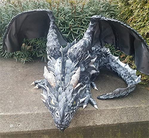 SANLINGBA 2022 New Squatting Dragon Sculpture-Dragon Guardian, Gothic Dragon Statues, Garden Gargoyle Figurine, Resin Lifelike Dragon Yard s, Long-Lasting Colorfast Ornaments Patio, Black, 20×15×10cm