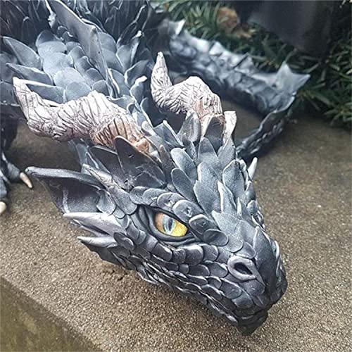 SANLINGBA 2022 New Squatting Dragon Sculpture-Dragon Guardian, Gothic Dragon Statues, Garden Gargoyle Figurine, Resin Lifelike Dragon Yard s, Long-Lasting Colorfast Ornaments Patio, Black, 20×15×10cm