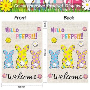 Tatuo 2 Pieces Happy Easter Bunny Gnome Garden Flag Double Sided Easter Bunny Vertical Burlap House Flags Spring Yard Outdoor Decoration Supplies, 18 x 12 Inch