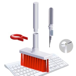 keyboard cleaner 5 in 1 multi-function cleaning soft brush airpod cleaner kit,computer/laptop cleaner with keycap puller, for bluetooth earphones lego laptop airpods pro camera lens electronics (red)