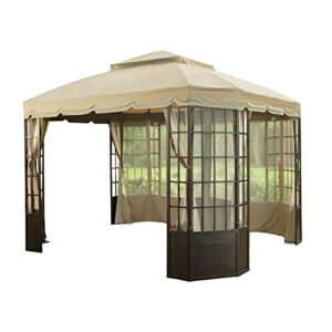 garden winds replacement canopy top cover for sears bay window gazebo – riplock 350 – beige