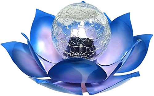 JFRISING Solar Light Outdoor Metal Glass Flower Decorative Waterproof Garden Light LED Lotus Flower Table Lamp