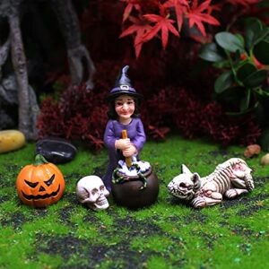 danmu polyresin happy halloween miniature figurines, fairy garden accessories, fairy garden supplies, fairy garden animals for fairy garden, bonsai craft decor 4 pack