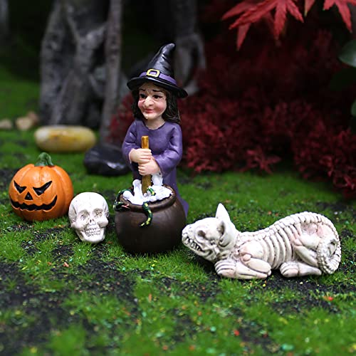 Danmu Polyresin Happy Halloween Miniature Figurines, Fairy Garden Accessories, Fairy Garden Supplies, Fairy Garden Animals for Fairy Garden, Bonsai Craft Decor 4 Pack