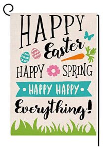 happy easter garden flag vertical double sided 12.5 x 18 inch sping burlap yard outdoor decor