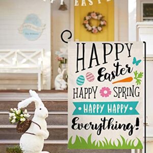 Happy Easter Garden Flag Vertical Double Sided 12.5 x 18 Inch Sping Burlap Yard Outdoor Decor