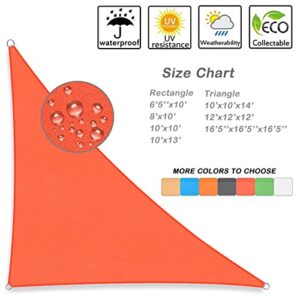 LOVE STORY Waterproof 10’×10’×14’ Triangle Orange Red Sun Shade Sail Canopy UV Resistant for Outdoor Patio Garden Backyard