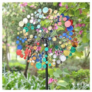 Winwindspinner, Wind Spinners for Yard Garden - Outdoor Metal Wind Sculpture Spinners Decor, Lawn Ornament Windmill for Garden Yard Patio Outside (Confetti, 75 Inch)