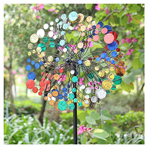 Winwindspinner, Wind Spinners for Yard Garden - Outdoor Metal Wind Sculpture Spinners Decor, Lawn Ornament Windmill for Garden Yard Patio Outside (Confetti, 75 Inch)