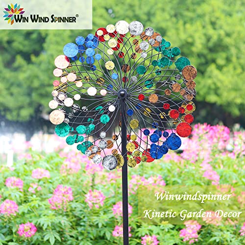 Winwindspinner, Wind Spinners for Yard Garden - Outdoor Metal Wind Sculpture Spinners Decor, Lawn Ornament Windmill for Garden Yard Patio Outside (Confetti, 75 Inch)