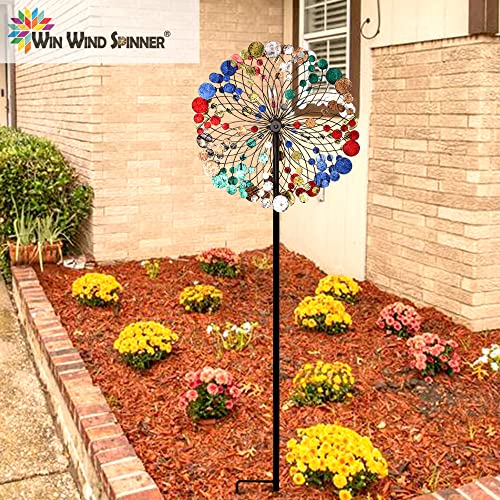 Winwindspinner, Wind Spinners for Yard Garden - Outdoor Metal Wind Sculpture Spinners Decor, Lawn Ornament Windmill for Garden Yard Patio Outside (Confetti, 75 Inch)