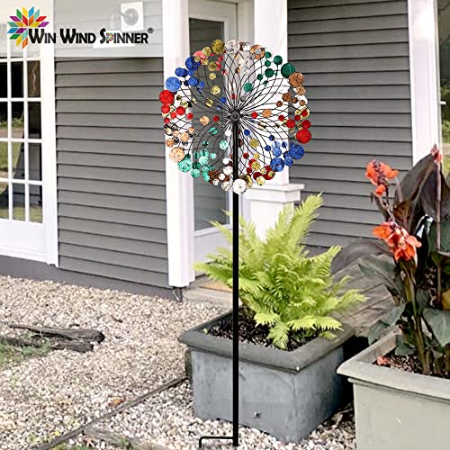 Winwindspinner, Wind Spinners for Yard Garden - Outdoor Metal Wind Sculpture Spinners Decor, Lawn Ornament Windmill for Garden Yard Patio Outside (Confetti, 75 Inch)