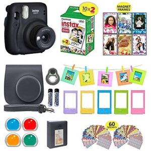 fujifilm instax mini 11 instant camera charcoal gray + shutter carrying case + fuji film value pack (20 sheets) + shutter accessories bundle, color filters, photo album, assorted frames