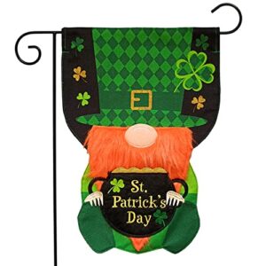 briarwood lane lucky gnome burlap sculpted garden flag st. patrick’s day 12.5″ x 18″