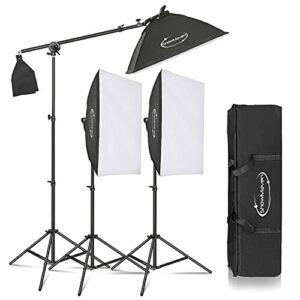 showmaven 45w dimmable led light with double color temperature continuous lighting studio kit,3 packs 20×28 inches studio softbox, for photo studio portrait, video shooting