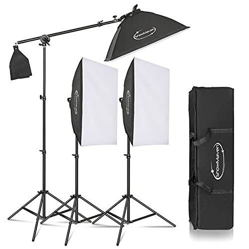 ShowMaven 45W Dimmable LED Light with Double Color Temperature Continuous Lighting Studio Kit,3 Packs 20x28 Inches Studio Softbox, for Photo Studio Portrait, Video Shooting