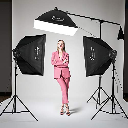 ShowMaven 45W Dimmable LED Light with Double Color Temperature Continuous Lighting Studio Kit,3 Packs 20x28 Inches Studio Softbox, for Photo Studio Portrait, Video Shooting