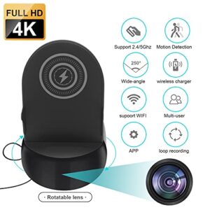 Wlofoisz Hidden Camera Spy Camera WiFi Wireless Phone Charger, Nanny Spy Cam Motion Activated,HD1080P/4K (Rotate Lens) with 250°Viewing Angle, camaras espias ocultas for Home Office Security(2.4/5G)