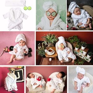M&G House Newborn Photography Props Bathrobes Outfits Baby Photo Prop Robe Bath Towel Costume Sets Boy Girl Baby Photoshoot Props 0-6 Months(White)