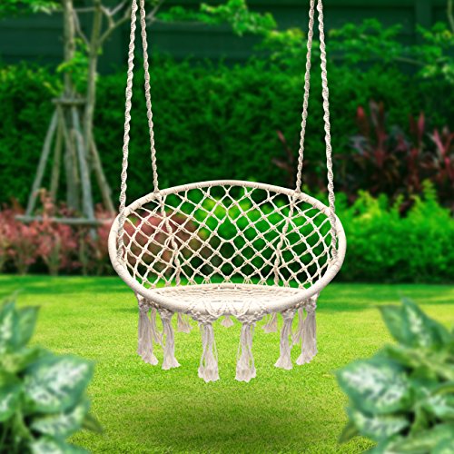 Sorbus Swing Chair Macrame Hanging Hammock Chair – Stylish Decorative Premium Cotton Ceiling Boho Chair for Durability- Indoor, Outdoor, Chair, Patio, Porch, Garden, Gifts - Max 250Lbs
