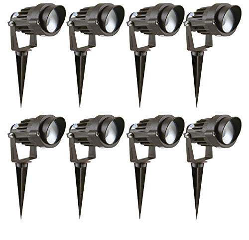 Westgate Waterproof Landscape Light LED Spotlight Adjustable Directional Security Lighting for Deck Yard Garden Pathway - Spike Stand /MR16 Bulb Included (8 Pack 4000K Natural White)