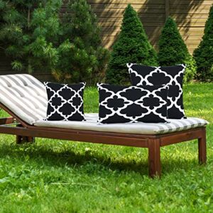 BOYSUM Black and White Outdoor Pillows Cover for Patio Furniture Waterproof Boho Throw Pillow Covers Set of 2 (Black Flower, 12''x20'')