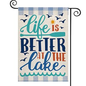 avoin colorlife life is better at the lake garden flag 12×18 inch double sided outside, lakeside holiday yard outdoor decoration