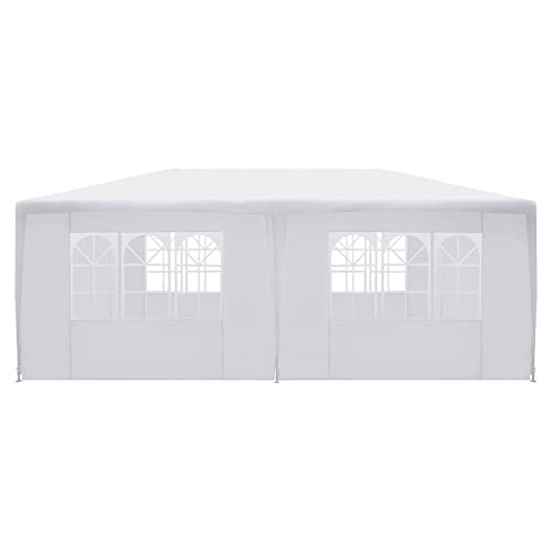 10x20ft Waterproof Canopy, Stable Tent Canopy with 6 Sidewalls, Waterproof PE Cover & Sturdy Steel Frame, Easy to Assemble for Commercial Area Beaches Playgrounds Gardens Farms