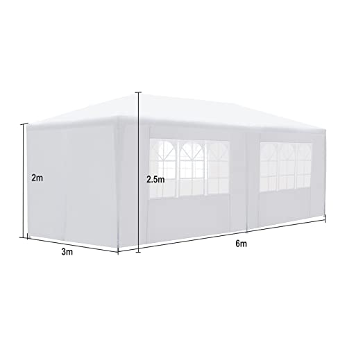 10x20ft Waterproof Canopy, Stable Tent Canopy with 6 Sidewalls, Waterproof PE Cover & Sturdy Steel Frame, Easy to Assemble for Commercial Area Beaches Playgrounds Gardens Farms