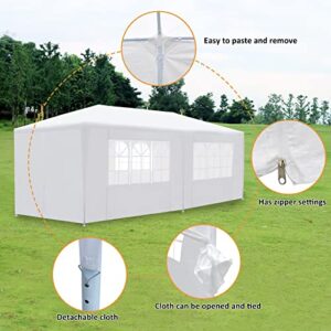 10x20ft Waterproof Canopy, Stable Tent Canopy with 6 Sidewalls, Waterproof PE Cover & Sturdy Steel Frame, Easy to Assemble for Commercial Area Beaches Playgrounds Gardens Farms