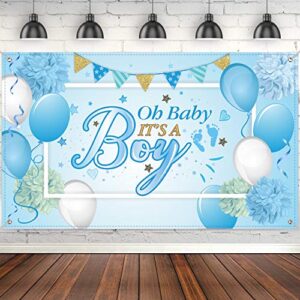blulu baby shower party backdrop decorations, large durable fabric made baby shower banner backdrop photo booth background for boy’s or girl’s baby shower party supplies (boy style)