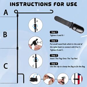 Garden Flag Stand 3 Pack,Yard Flag Holder,Premium Garden Flag Holder,12x18 Small Banner Garden Sign Stakes Holders,Small Yard Falgs Stands Pole,Metal Flagpole With Tiger Clip And Spring Stoppers