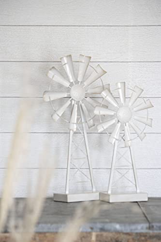 Foreside Home & Garden White Large Enamel Metal Windmill Table Decor