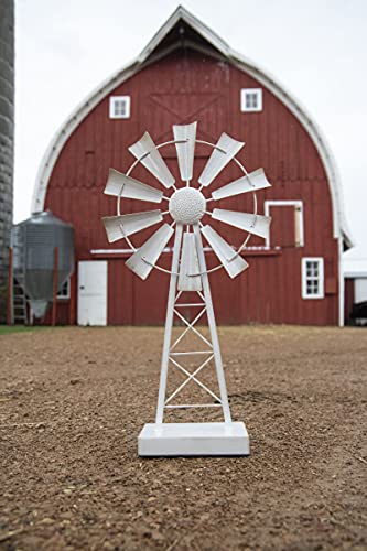 Foreside Home & Garden White Large Enamel Metal Windmill Table Decor